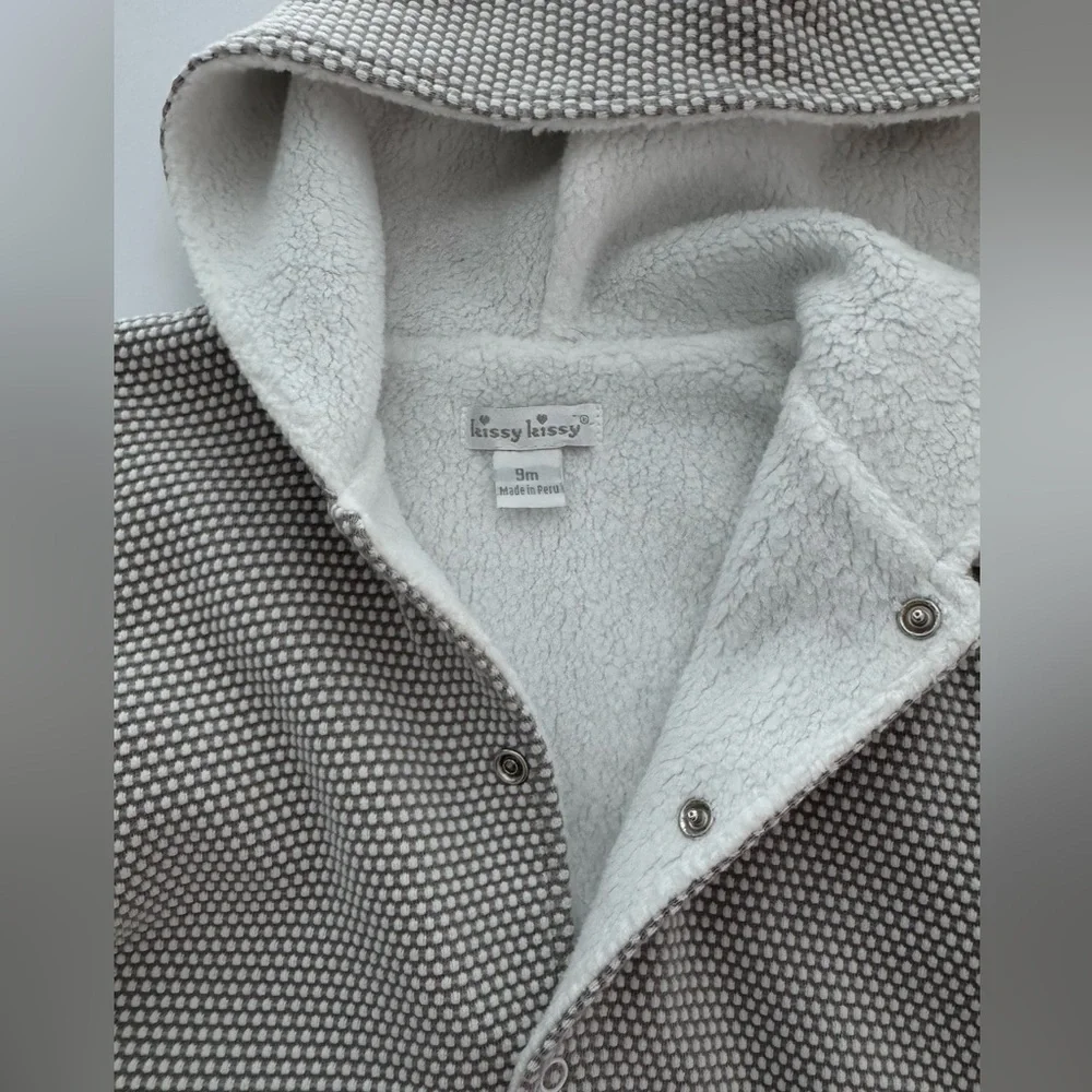 Kissy Kissy Heavy Weight Gray/White Hooded Jumper Size 9M